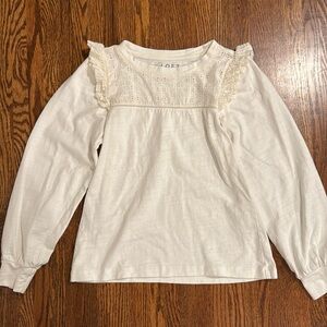 NWOT Loft Eyelet Yolk Ruffle Long Sleeve Shirt